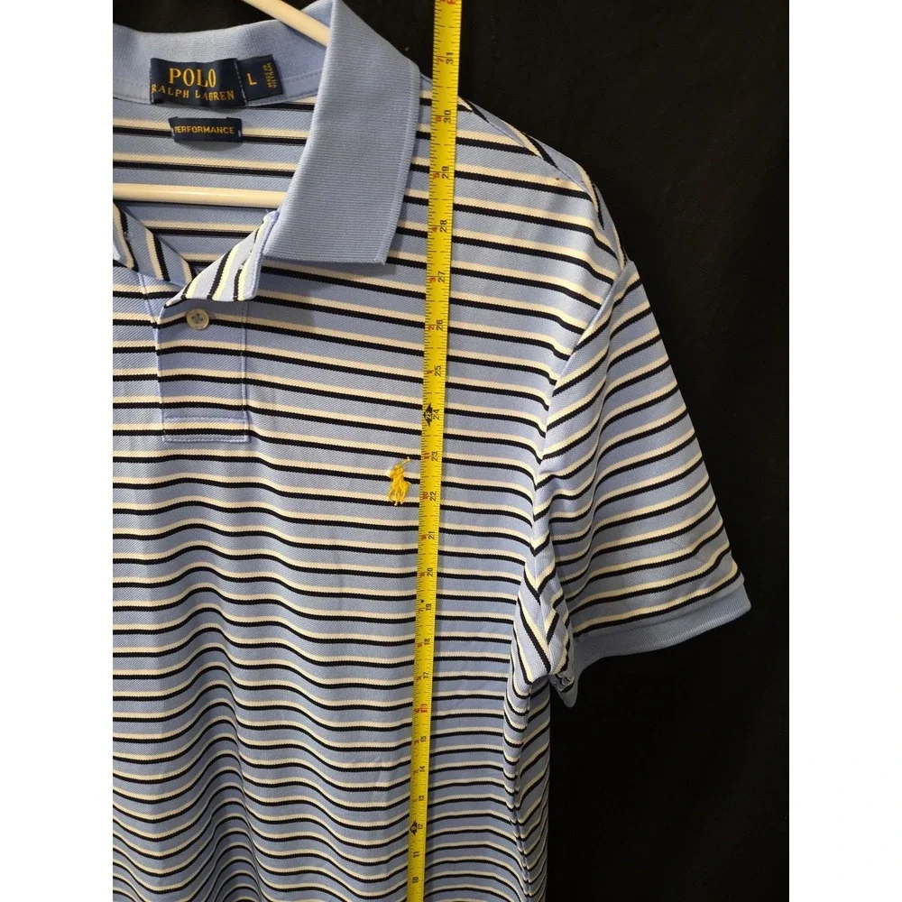 Polo Ralph Lauren Performance Golf Shirt Mens L Blue‎ Stretch Striped NWOT KNIT